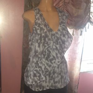 Gray and white blouse